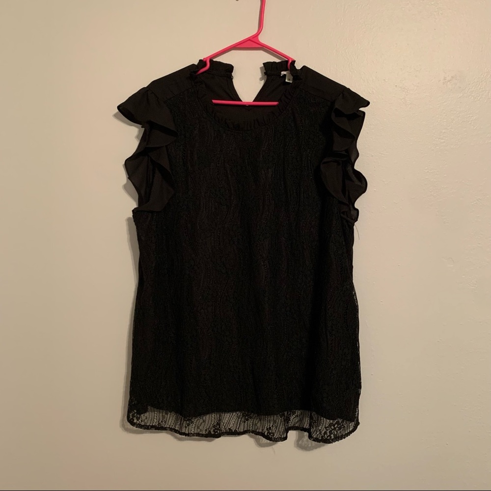 Chic Soul Black Lace Sleeveless Blouse